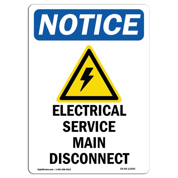 Safety Sign, OSHA Notice, 5" Height, Electrical Service Sign With Symbol, Portrait, 10PK